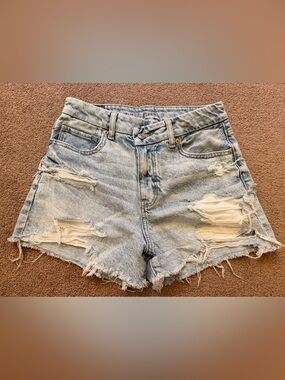 American Eagle Outfitters Light Wash Distressed Denim Shorts